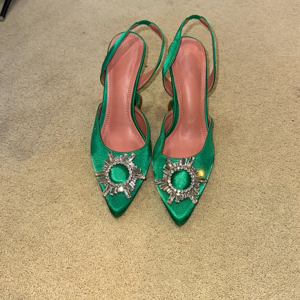 Green gem heels